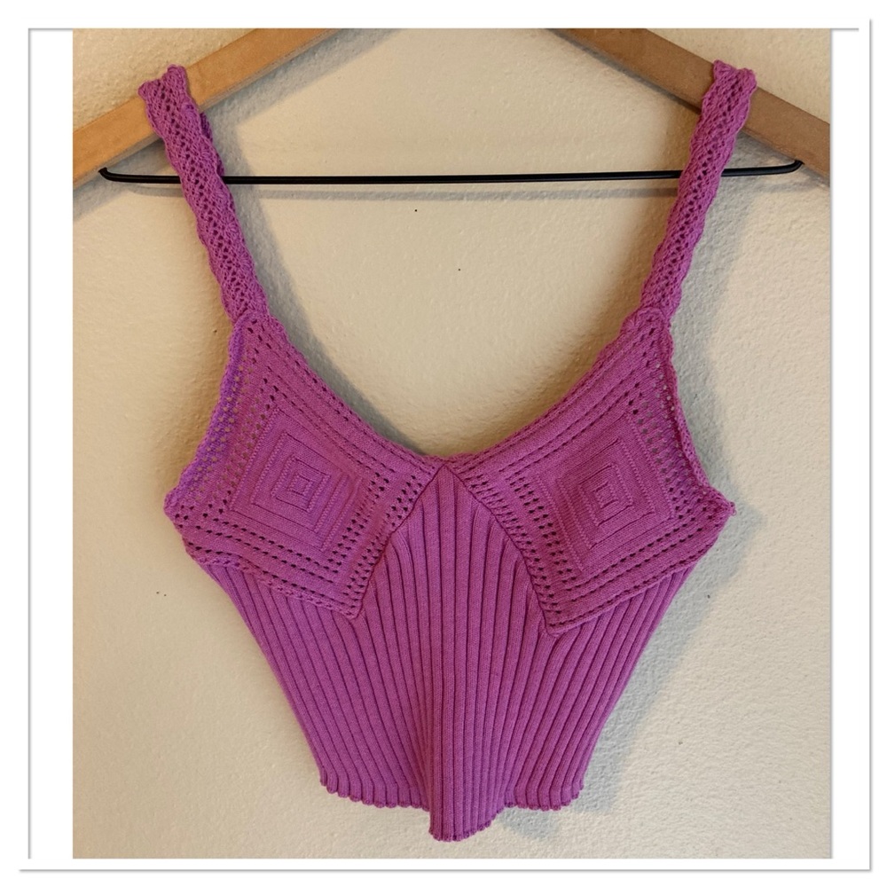 Free People Take Me Home Swit Cami Knit Tank Top Purple Size Small
